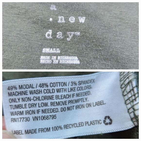 🩵A New Day Olive Green Scoop Neck Short Sleeve Top Small - Picture 6 of 6